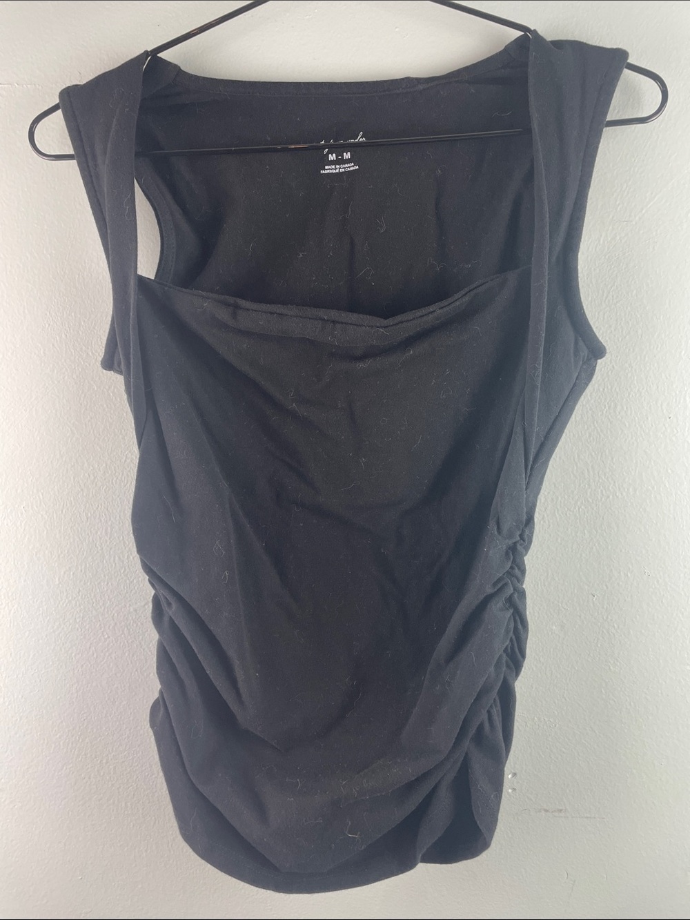 Out From Under Black Sleeveless Draped Tank Top Size M